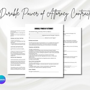 General Power of Attorney Template, Durable Power of Attorney Form, Customizable POA Form, Attorney Authorization Template