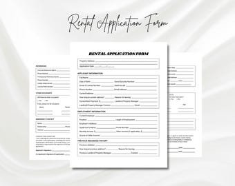 Rental Application Form Template, Landlord Rental Application, Tenant Lease Application, Leasing Application