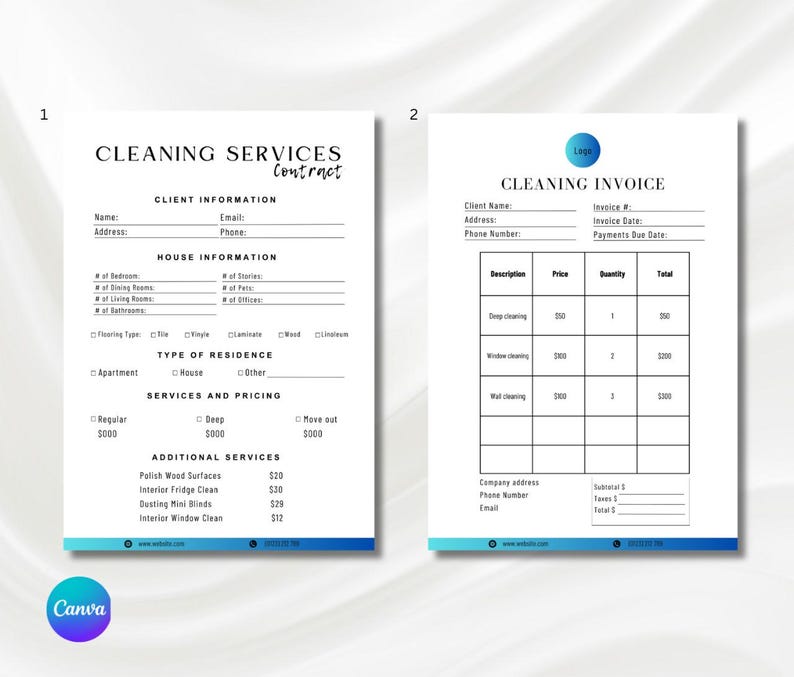 Cleaning Service Contract, Cleaning Service Agreement, Cleaning Service ...