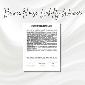 Bounce House Liability Waiver Form, Business Waiver Form, Party Rental Waiver, Bounce House Rules, Bounce House Liabiilty Form