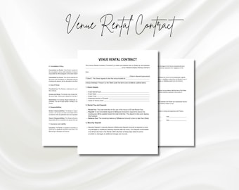 Venue Rental Contract, Venue Rental Form, Event Venue Contract, Wedding Venue Agreement Template