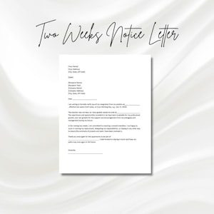 Two Weeks Notice Letter, Two Weeks Notice Letter, Resignation Letter, Job Notice Period Letter