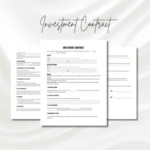 Investment Contract Template, Business Investment Contract, Financial Investment Agreement, Investor Contract PDF