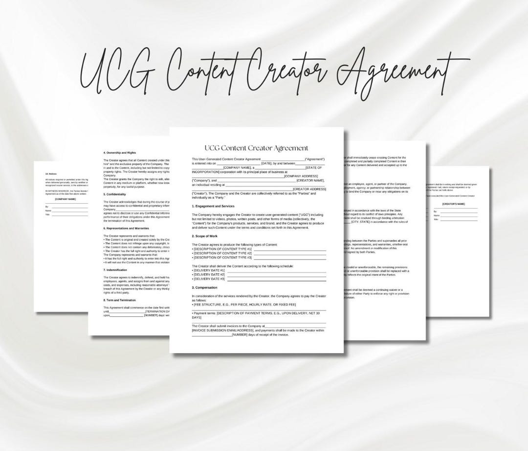 UCG Creator Agreement, UGC Contract Template, User Generated Content ...