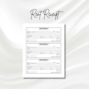 Rent Receipt Template, Receipt for Rent, Editable Rental Receipt, Monthly Rental Payment Receipt, Landlord Forms