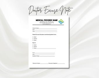 Doctor Excuse Note, Doctor's Excuse Letter, Printable Doctors Note, Fever Doctor Excuse Letter PDF