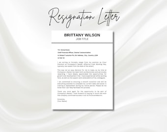 Resignation Letter Template, Job Resignation Notice, Letter of Resignation Canva Template