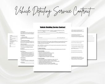 Vehicle Detailing Contract, Vehicle Washing Services Agreement, Car Detailing Services Contract Template