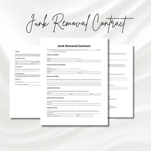 Junk Removal Contract, Junk Removal Agreement, Junk Removal Service Agreement, Debris Removal Contract