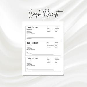 Editable Cash Receipt Template, Sales Receipt, Rental Receipt, Printable Receipt, Small Business Receipt
