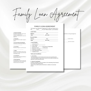 Family Loan Agreement Template, Simple Family Loan Contract, Family Loan Form PDF