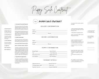 Puppy Sales Contract Printable, Puppy Deposit Contract, Puppy Sale Agreement, Puppy Purchase Agreement PDF