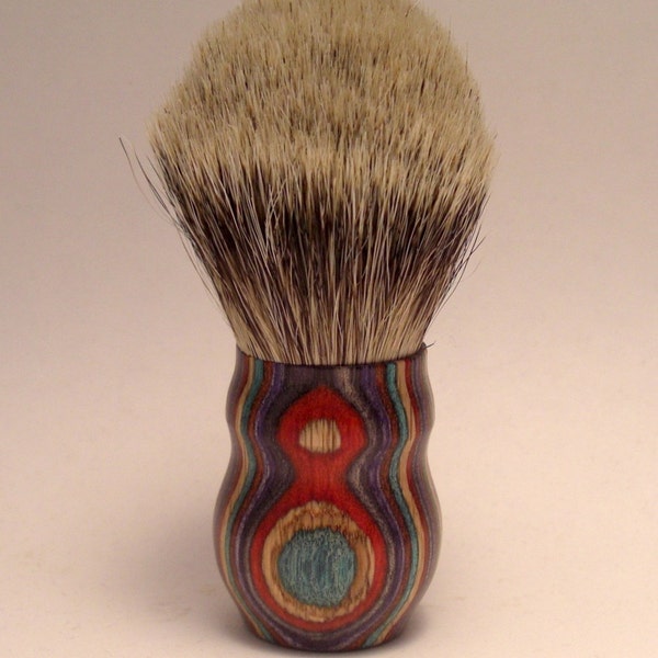 Shaving Brush with Silver Tip Badger Hair in Diamond Wood Handle