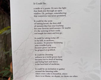 Poetry Print: "It Could Be"