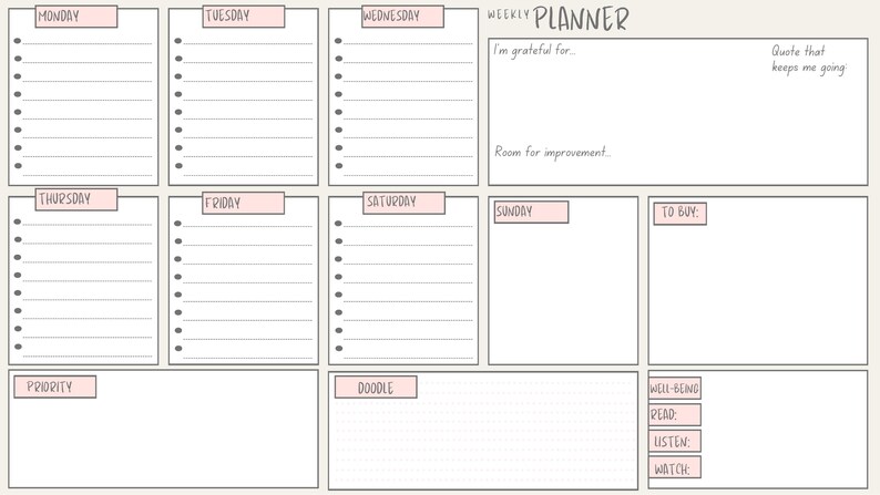 Planner Includes Weekly Planner Printable – Minimal & Mindful PDF - Etsy
