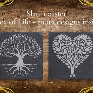 003 Slate Coaster, Tree of Life coaster, Esoteric Gift, Nature gift, Birthday, Anniversary, Christmas, Natural gift, Laser Engraved Gift