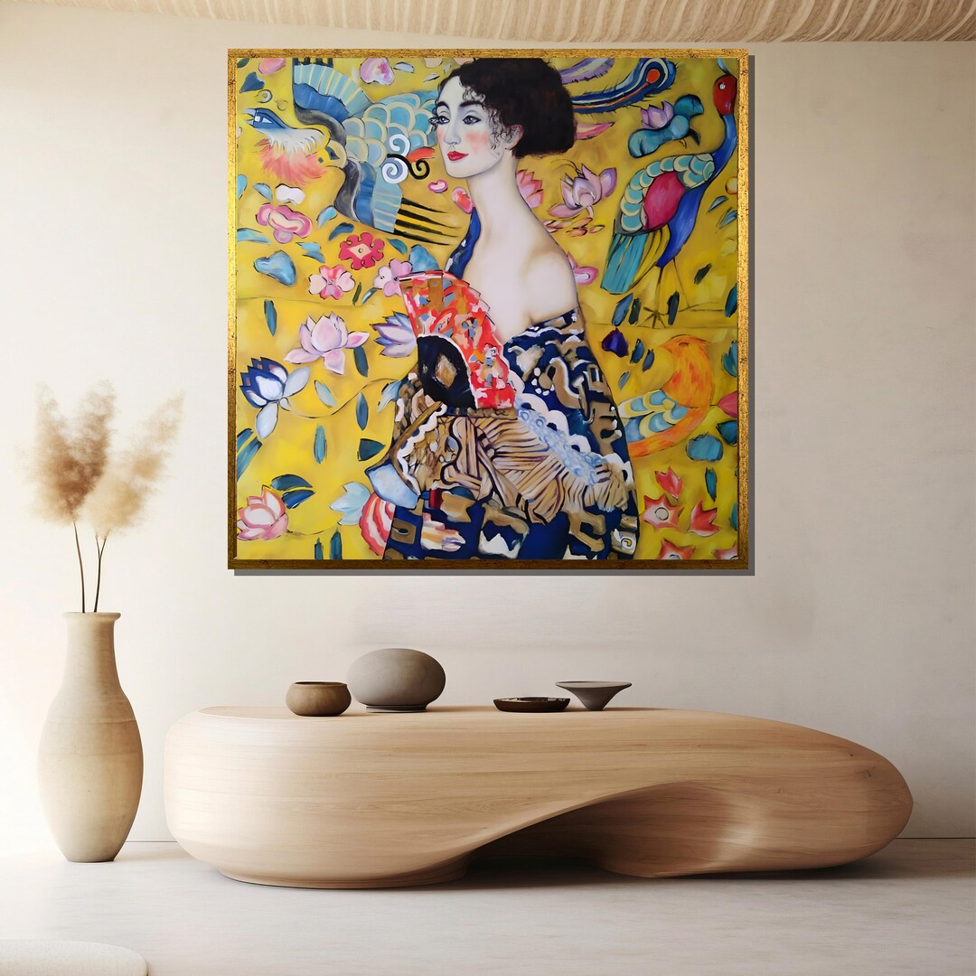 Gustav Klimt Canvas Print Vibrant Art Nouveau Woman Portrait Floral ...