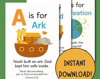 Bible Alphabet Flashcards | Printable Scripture Cards for Toddlers (Digital Download) |