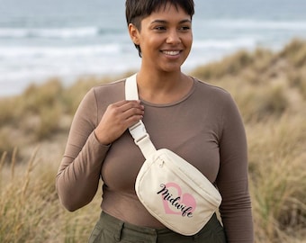 Bolso bandolera Explorer con diseño de corazón y bordado de "Partera" / Bolso médico para enfermeras parteras