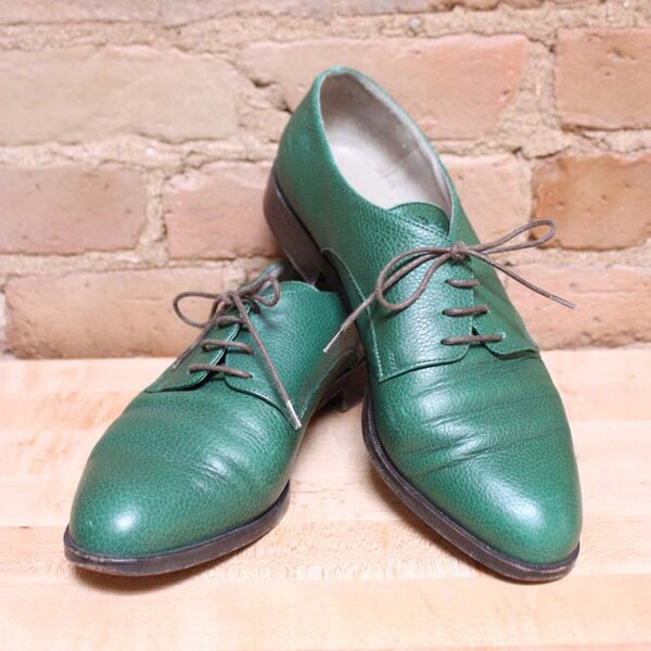 Rare Green Longchamp Leather Brogues, 9