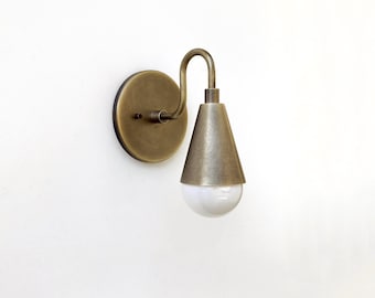 Mid Century Modern Two-Light Brass Sconce -- Solid Brass Wall Lighting -- Bedroom Vanity Light.No.0178