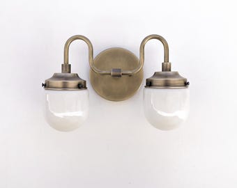 Mid-Century Brass Wall Sconce --Solid Brass Light-- Vintage Bathroom Vanity Lighting.No.0175