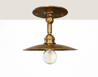 Vintage Brass Adjustable Ceiling Light -- Minimalist Spotlight -- Mid-Century Modern Light. No.0159