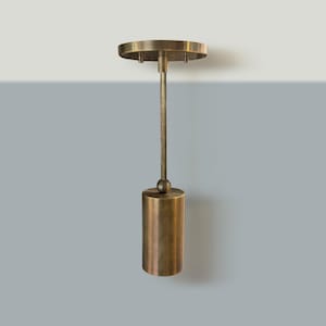 Cylindrical Brass Pendant Light, Minimalist Kitchen Lighting, Mid-Century Modern. No.0116