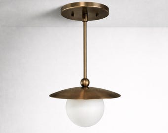 Brass Pendant Light, Minimalist Kitchen Lighting, Mid-Century Modern Light. No.0148
