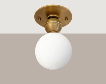 Fixed Ceiling Spotlight – Handmade Solid Brass Light – Hardwired Fixture – Modern light. No.0110