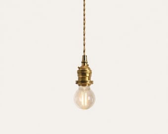 Minimal Pendant Light — Twisted Fabric Cord — Vintage Bare Bulb Style. NO.0168