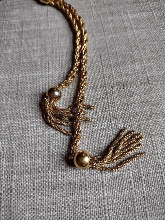 Gold tone tassel necklace - image 3