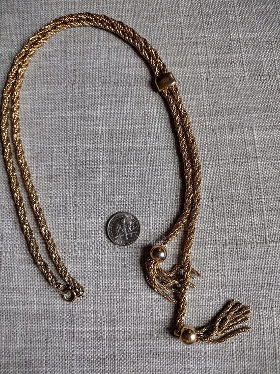 Gold tone tassel necklace - image 4