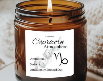 Candela astrologica Capricorno, candela divertente con lo zodiaco, candela profumata in barattolo di ambra, compleanno di dicembre, regalo per un amico, decorazione astrologica, segno zodiacale