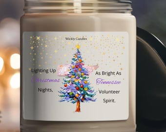 Tennessee Christmas Candle – Scented Soy Holiday Candle, Stocking Stuffer Gift, White Jar Christmas Decor, State Pride Holiday Gift & Decor