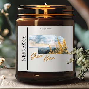 Nebraska Watercolor Flowers Soy Wax Candle, Nebraska Home Decor, Goldenrod State Flower, Gift for Nature Lover, Housewarming Homesick Candle