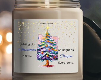 Oregon julljus – Doftande sojaljus, julklapp i julklapp, juldekor i vit burk, julklapp och dekoration från State Pride