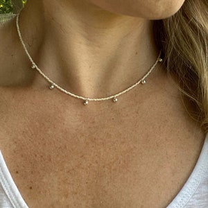 Dainty Beaded Necklace – Handmade Minimalist Jewelry, Everyday Beach Necklace, Dangle Layering Necklace, Perfect Layered Necklace, Handmade