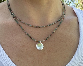Layered Jasper Turquoise Beaded Necklace Set, Minimalist Pendant Jewelry