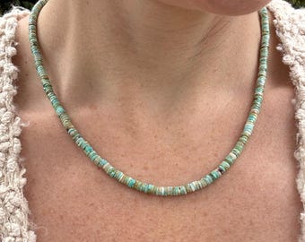 Handmade Turquoise Heishi Necklace, Boho Southwestern Jewelry