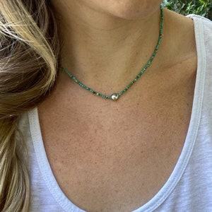 Small Turquoise Necklace – Tiny Beaded Minimalist Jewelry, Layering Necklace, Boho Turquoise Handmade Jewelry, Perfect Gift for Her