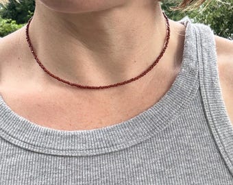 Brown Czech Glass Bead Choker | Antique Brass Clasp, Earthy Necklace