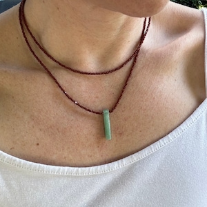 Green Aventurine Beaded Boho Necklace, Dainty Layering Jewelry, Handmade Gemstone Necklace, Unique Gift for Her, Minimalist Bead Necklace