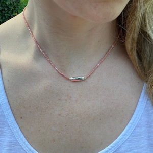 Thin Beaded Necklace, Pink Czech Glass Necklace, Simple Dainty Necklace, Minimalist Jewelry, Layering Necklace, Seed Bead Necklace, Unique