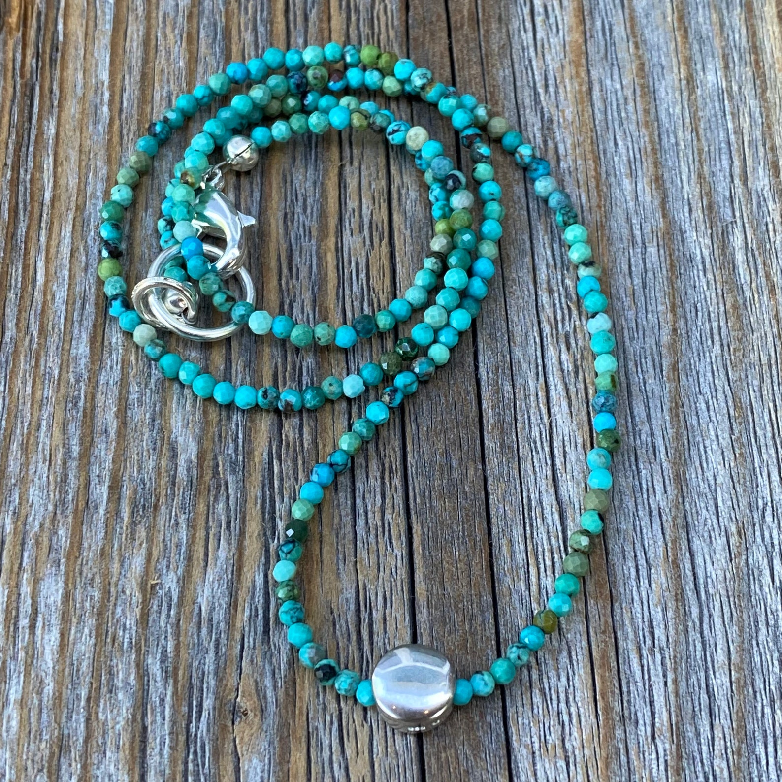 Small Turquoise Necklace Tiny Beaded Necklace Turquoise Etsy