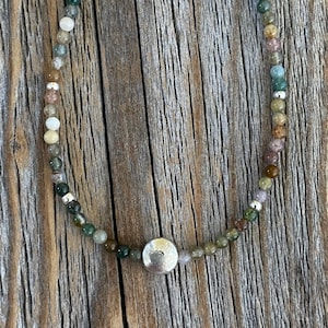 Thin Beaded Necklace – Jasper Choker Necklace, Simple Dainty Minimalist Jewelry, Layering Necklace, Handmade Seed Bead Necklace