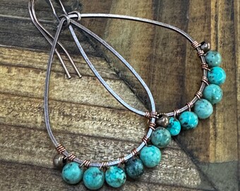 Handgjorda örhängen i turkos koppar – Western Jewelry