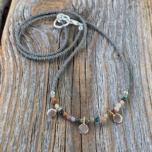 Collar de cuentas de jaspe hecho a mano: colgantes de plata de ley, gargantilla bohemia