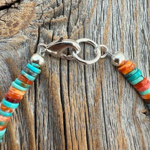 Turquoise Spiny Oyster Heishi Bracelet, Southwestern Boho Beaded Jewelry image 7