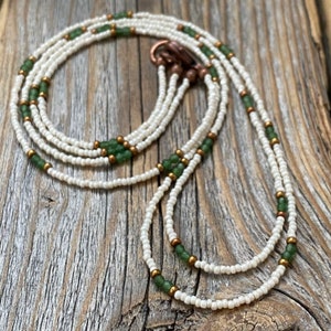Layering Necklace Jade Beaded Boho Minimalist Seed Bead Necklace Handmade Unique Gift for Her Everyday Bohemian Style